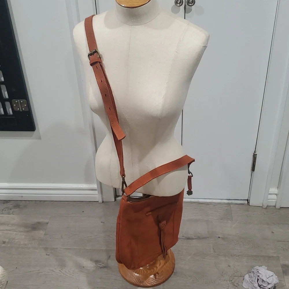 Lucky Brand Suede Hobo Tote Brown Bag –  Crossbody, Boho Chic Everyday Purse